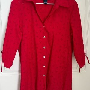 Susan Graver Red Eyelet Swim Cover